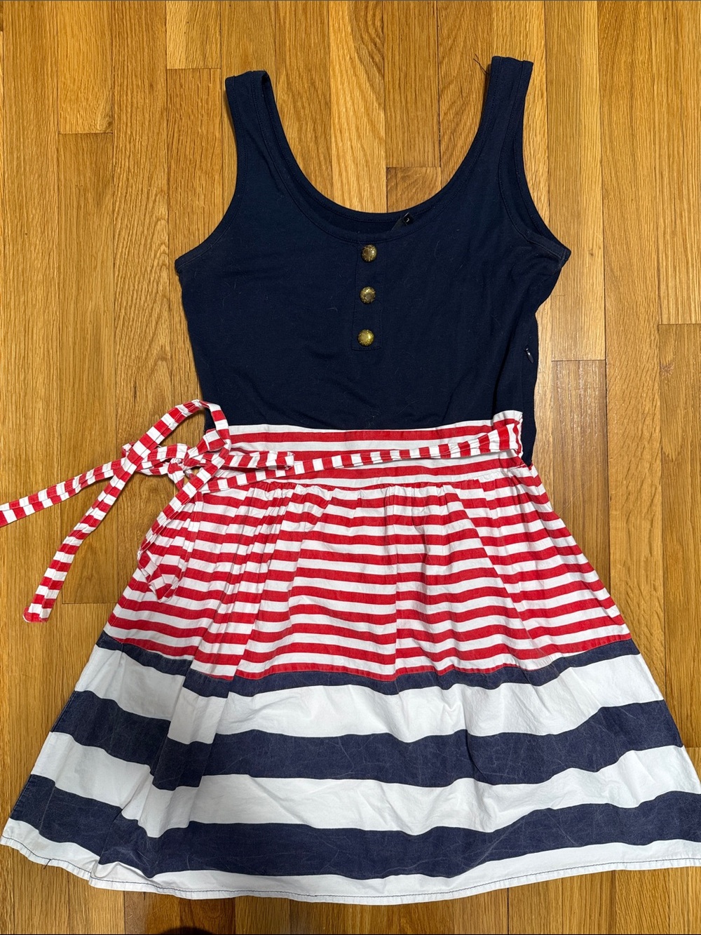 Modcloth Navy, Red & White Striped Tank Dress with Belt